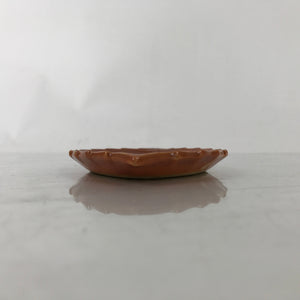 Japanese Ceramic Small Serving Plate Meimeizara Leaf Dream Kanji Orange Y226