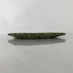 Japanese Ceramic Small Serving Plate Meimeizara Leaf Shape Snow Kanji Green Y225