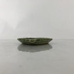 Japanese Ceramic Small Serving Plate Meimeizara Leaf Shape Snow Kanji Green Y225