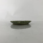 Japanese Ceramic Small Serving Plate Meimeizara Leaf Shape Snow Kanji Green Y225