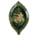 Japanese Ceramic Small Serving Plate Meimeizara Leaf Shape Snow Kanji Green Y225