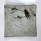 Japanese Ceramic Small Serving Plate Meimeizara Square Brown White Bamboo Y211
