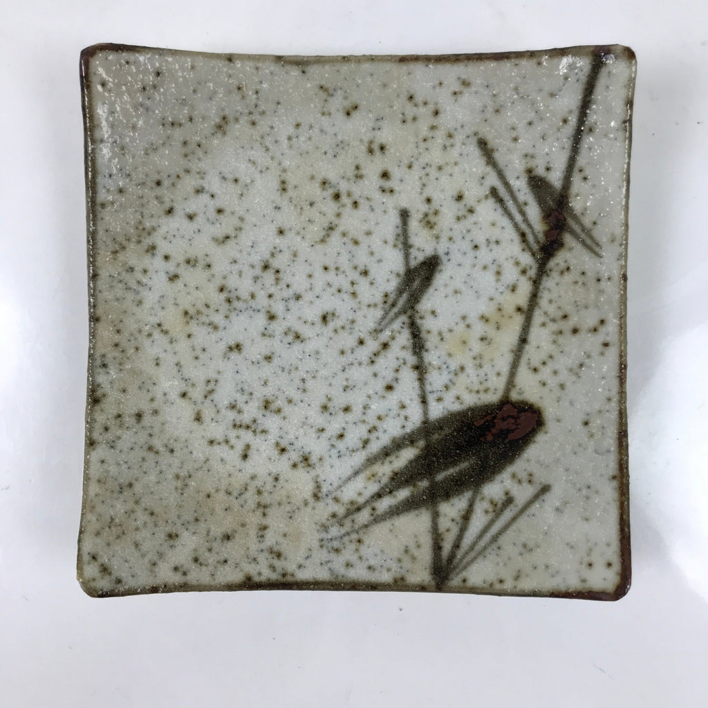 Japanese Ceramic Small Serving Plate Meimeizara Square Brown White Bamboo Y212
