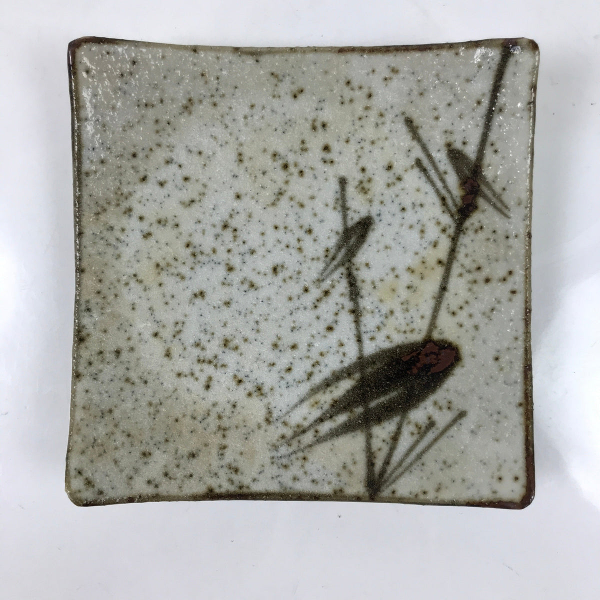 Japanese Ceramic Small Serving Plate Meimeizara Square Brown White Bamboo Y212