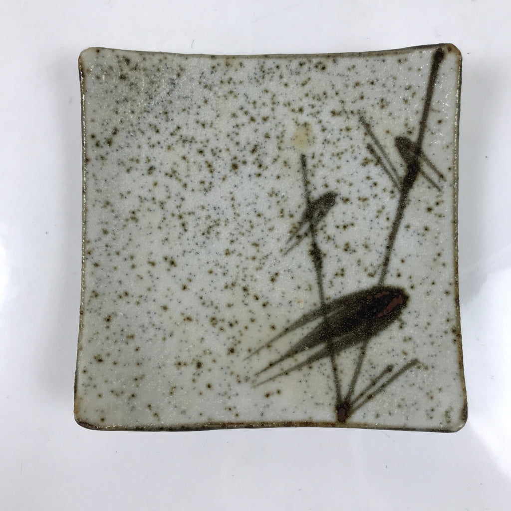 Japanese Ceramic Small Serving Plate Meimeizara Square Brown White Bamboo Y215
