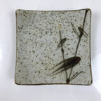 Japanese Ceramic Small Serving Plate Meimeizara Square Brown White Bamboo Y215