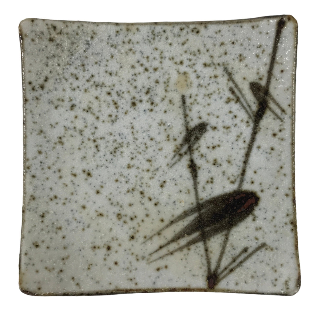 Japanese Ceramic Small Serving Plate Meimeizara Square Brown White Bamboo Y215
