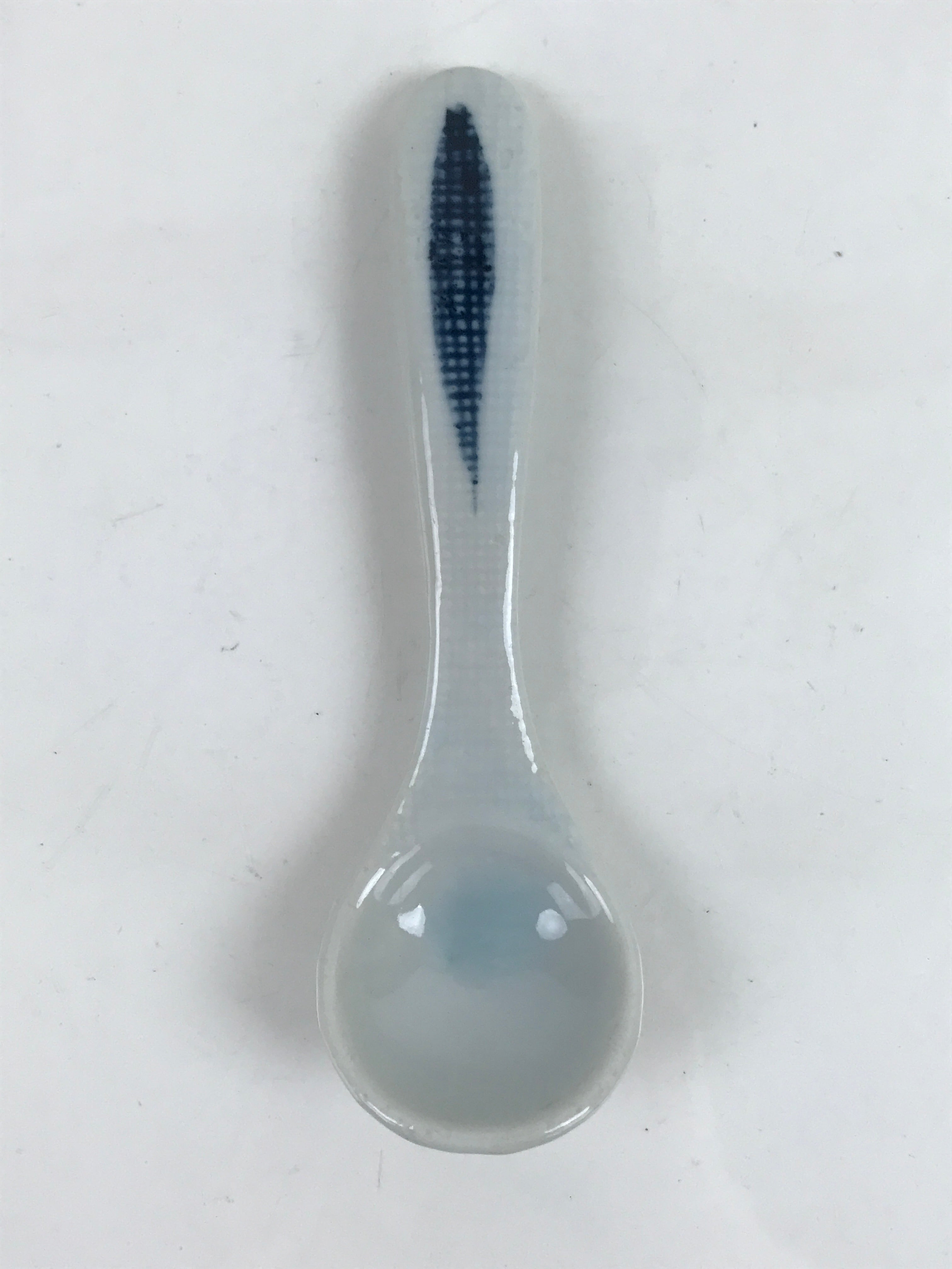 Japanese Ceramic Small Spoon Vtg Chawanmushi Flatware White Blue JK728