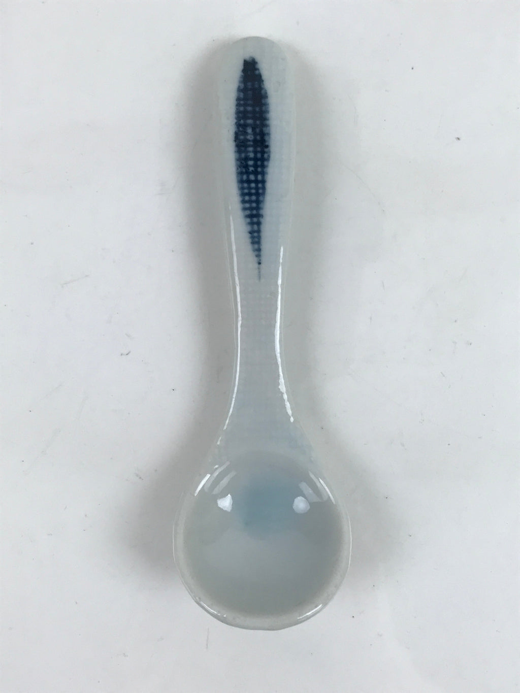 Japanese Ceramic Small Spoon Vtg Chawanmushi Flatware White Blue JK728