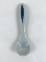 Japanese Ceramic Small Spoon Vtg Chawanmushi Flatware White Blue JK728