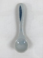 Japanese Ceramic Small Spoon Vtg Chawanmushi Flatware White Blue JK729