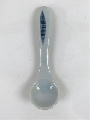 Japanese Ceramic Small Spoon Vtg Chawanmushi Flatware White Blue JK729