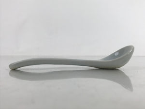 Japanese Ceramic Small Spoon Vtg Chawanmushi Flatware White Blue JK729