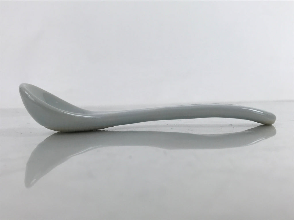Japanese Ceramic Small Spoon Vtg Chawanmushi Flatware White Blue JK729