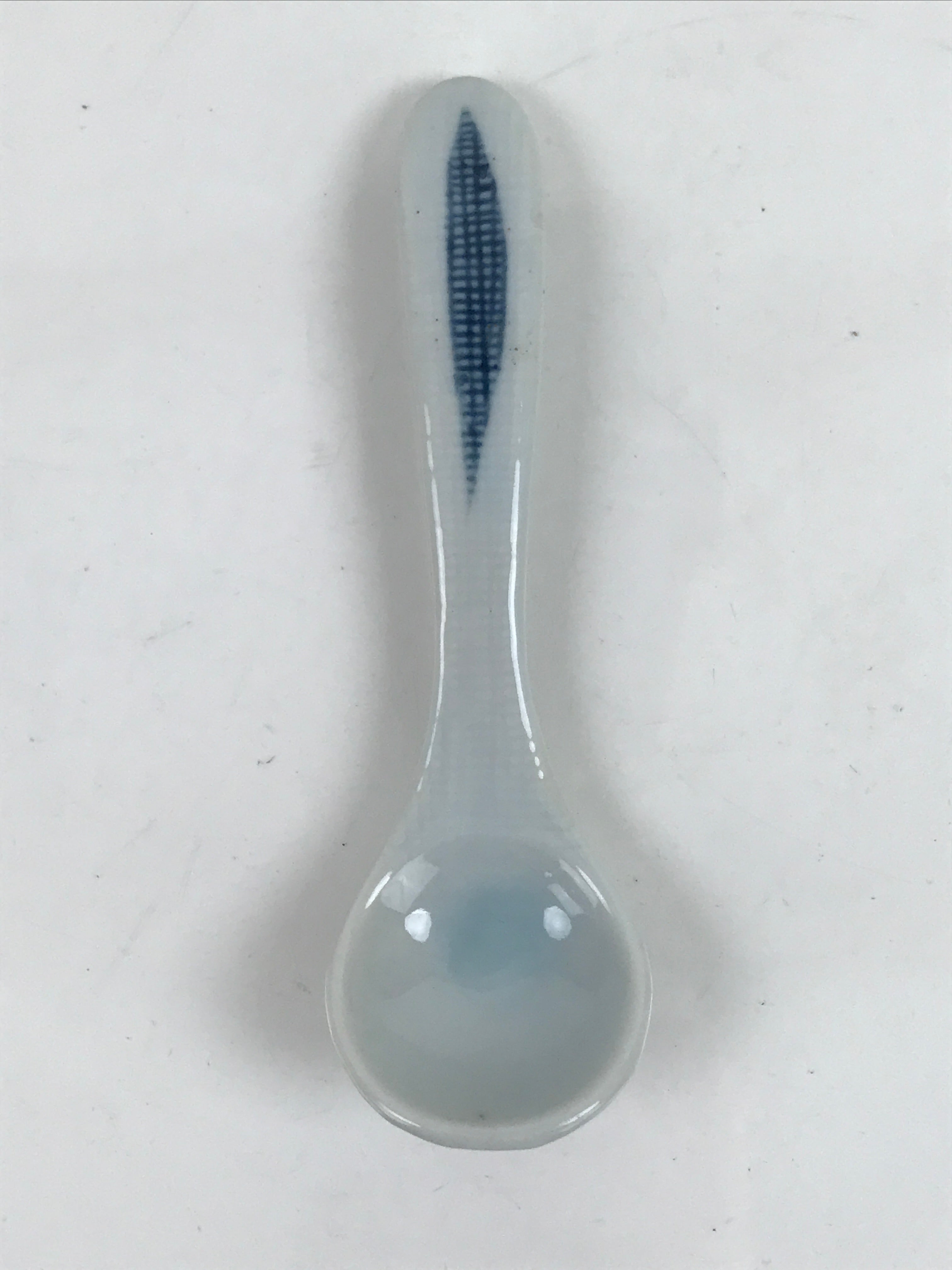 Japanese Ceramic Small Spoon Vtg Chawanmushi Flatware White Blue JK730