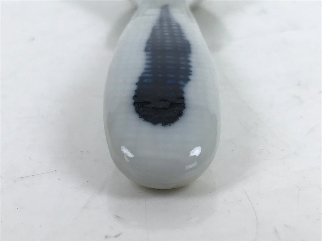 Japanese Ceramic Small Spoon Vtg Chawanmushi Flatware White Blue JK731