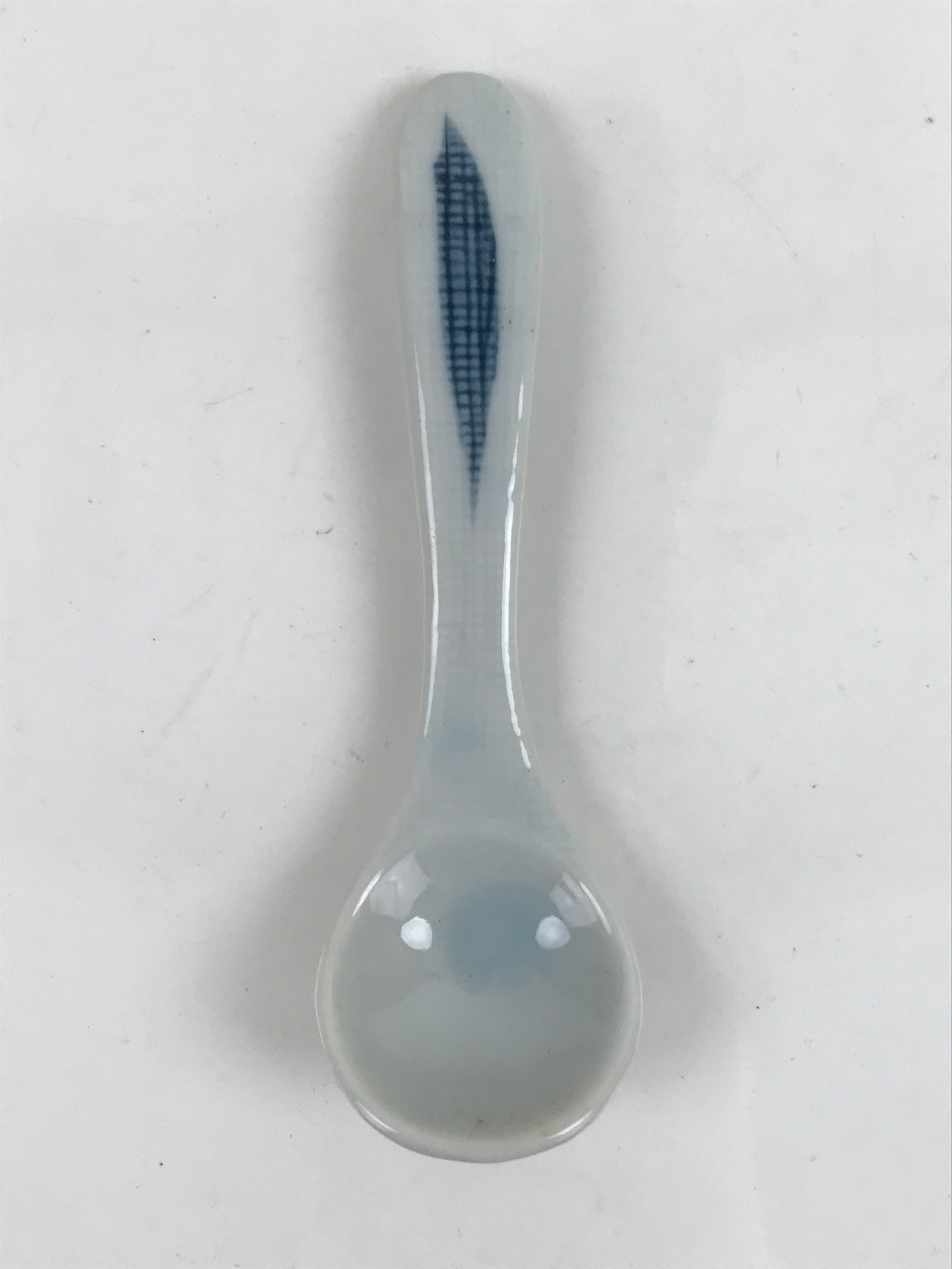 Japanese Ceramic Small Spoon Vtg Chawanmushi Flatware White Blue JK732