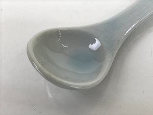 Japanese Ceramic Small Spoon Vtg Chawanmushi Flatware White Blue JK732