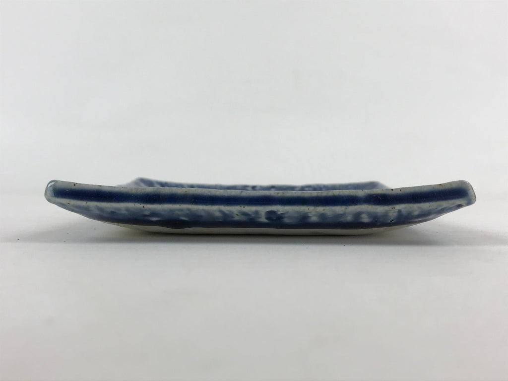 Japanese Ceramic Small Square Plate Vtg Blue Kozara Meimeizara Yakimono PY476