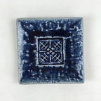 Japanese Ceramic Small Square Plate Vtg Blue Kozara Meimeizara Yakimono PY476