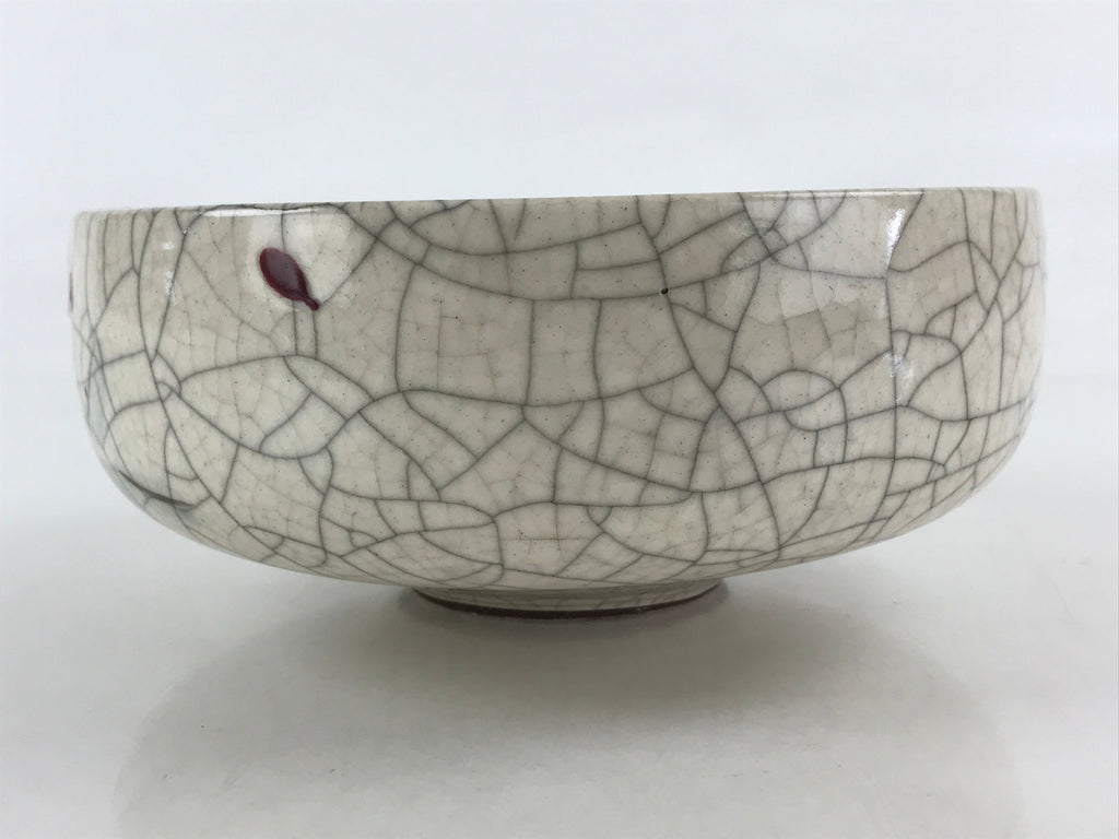 Japanese Ceramic Snack Bowl Kashiki Vtg Pottery Round Cracked Glaze White PY440