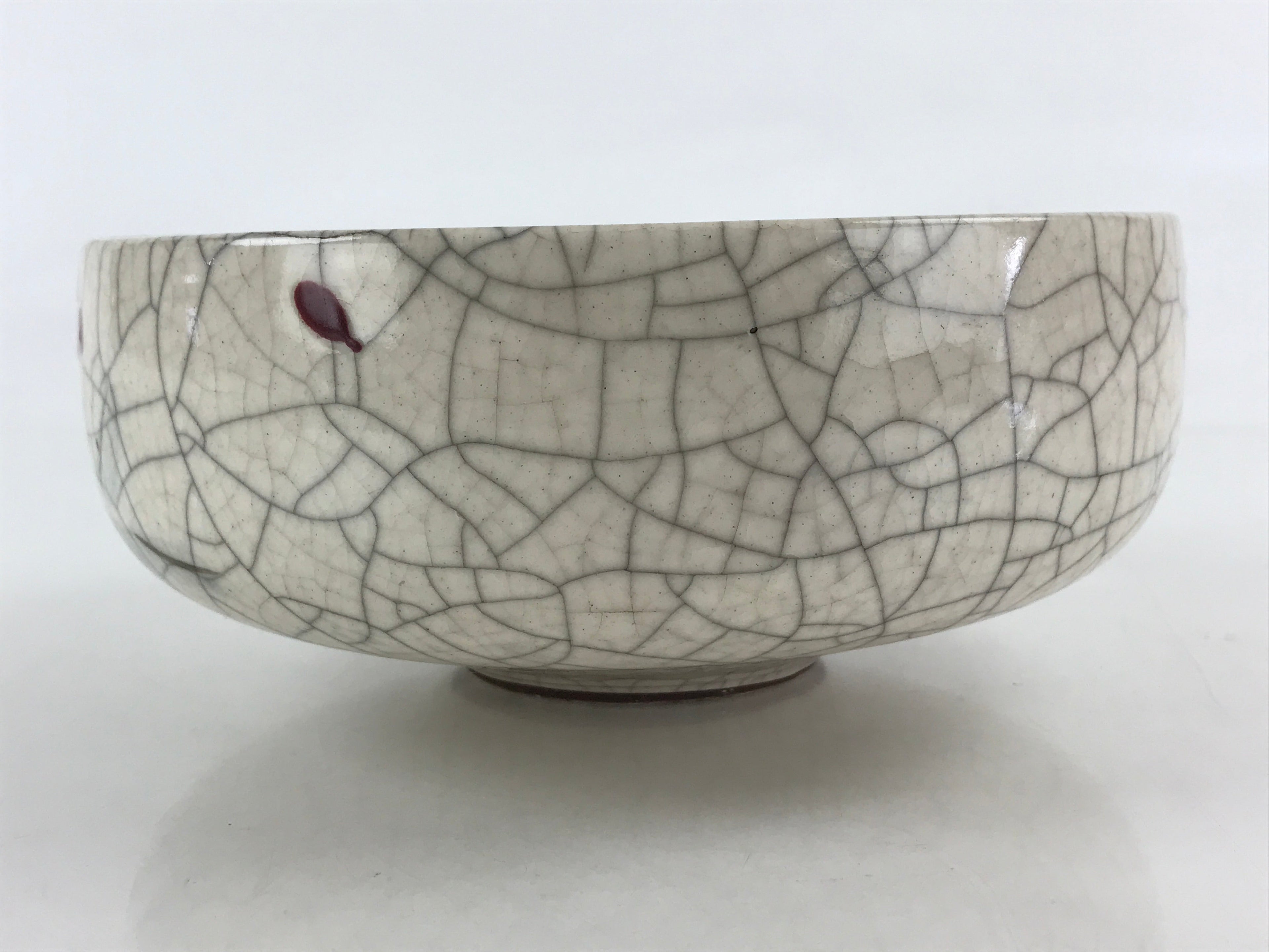 Japanese Ceramic Snack Bowl Kashiki Vtg Pottery Round Cracked Glaze White PY440
