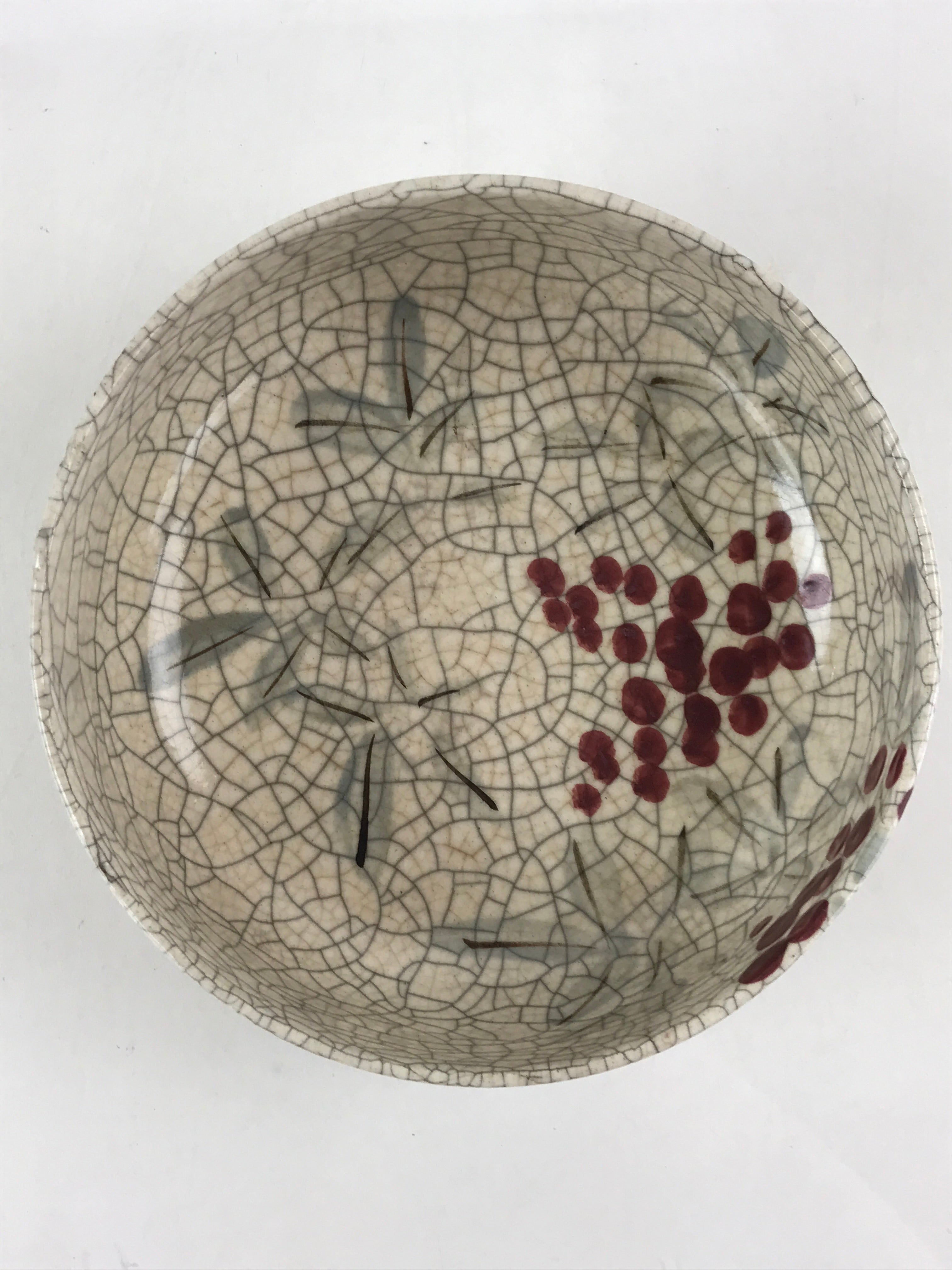 Japanese Ceramic Snack Bowl Kashiki Vtg Pottery Round Cracked Glaze White PY440