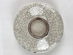 Japanese Ceramic Snack Bowl Kashiki Vtg Pottery Round Cracked Glaze White PY440