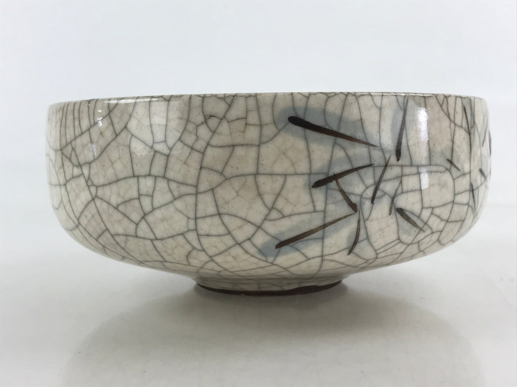 Japanese Ceramic Snack Bowl Kashiki Vtg Pottery Round Cracked Glaze White PY440