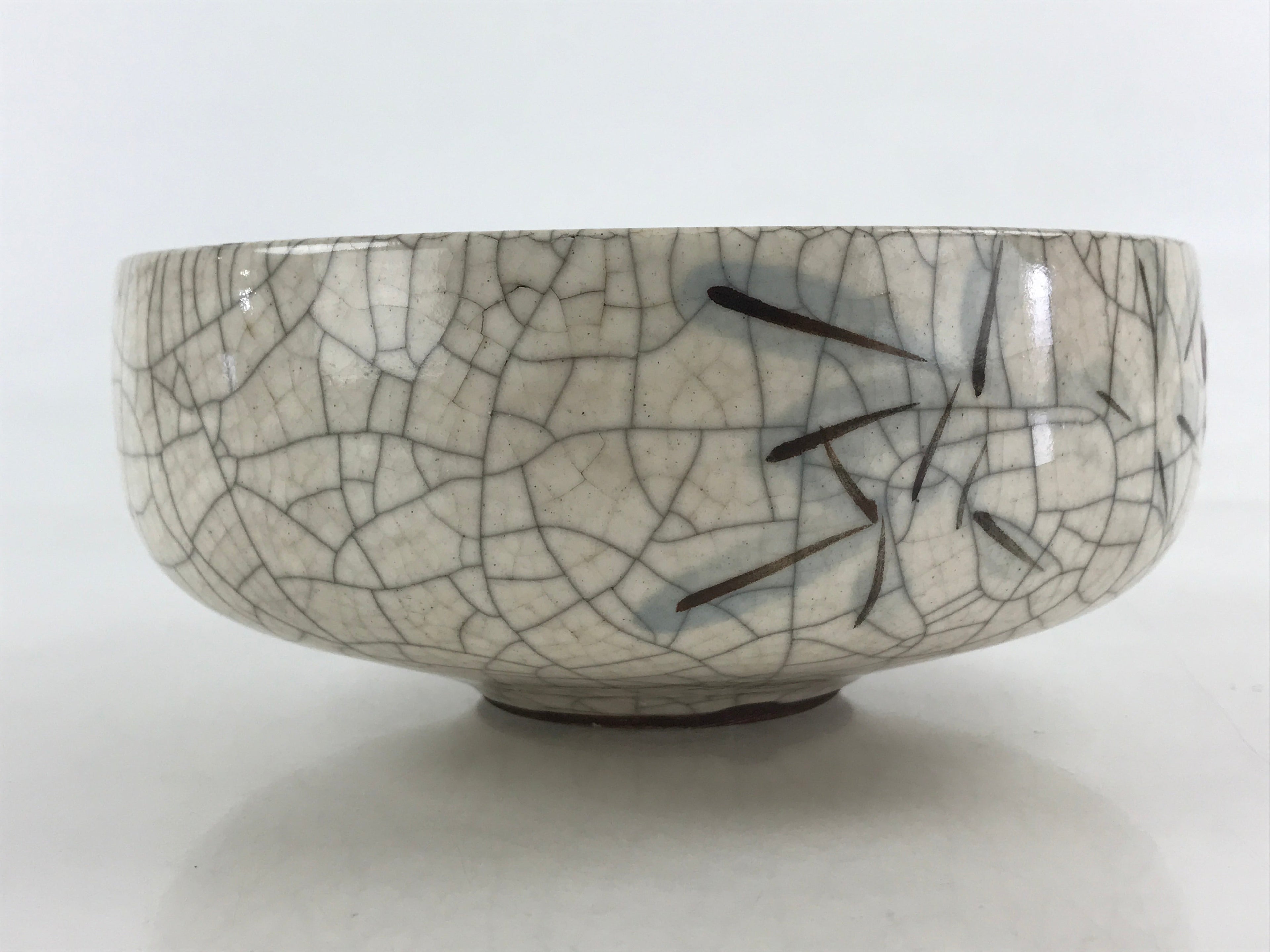 Japanese Ceramic Snack Bowl Kashiki Vtg Pottery Round Cracked Glaze White PY440