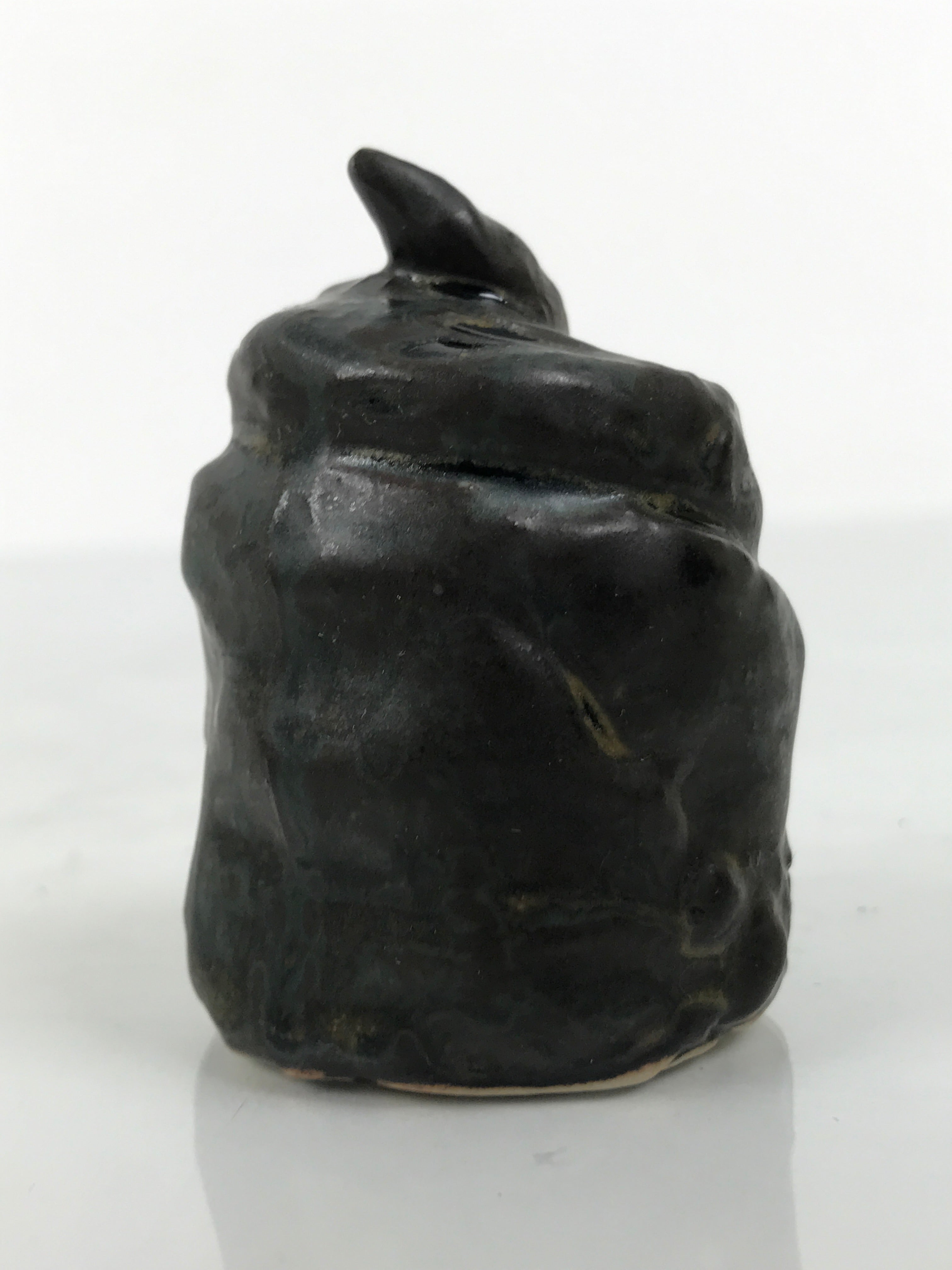 Japanese Ceramic Snake Statue Vtg Pair Zodiac Eto Sculpture Black Okimono ST96