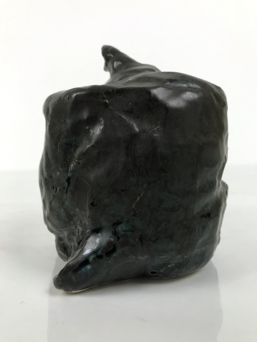 Japanese Ceramic Snake Statue Vtg Pair Zodiac Eto Sculpture Black Okimono ST96