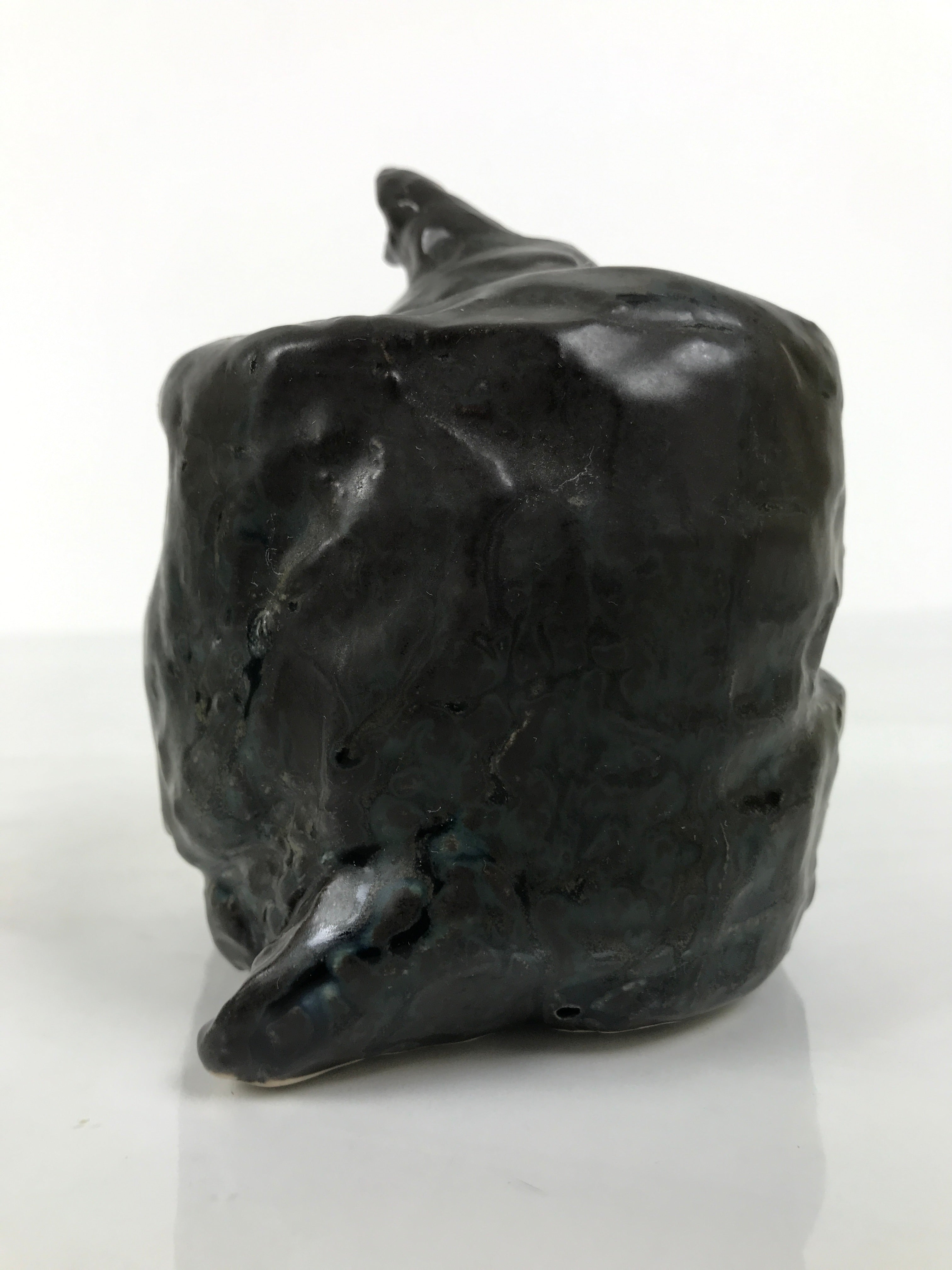 Japanese Ceramic Snake Statue Vtg Pair Zodiac Eto Sculpture Black Okimono ST96