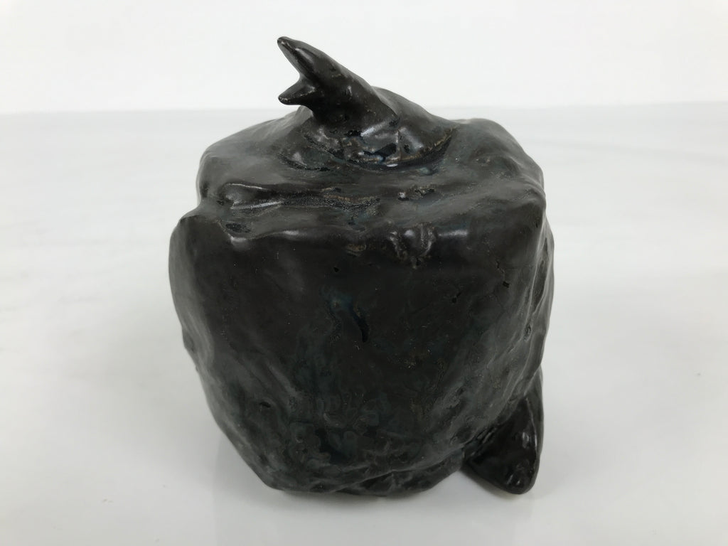 Japanese Ceramic Snake Statue Vtg Pair Zodiac Eto Sculpture Black Okimono ST96