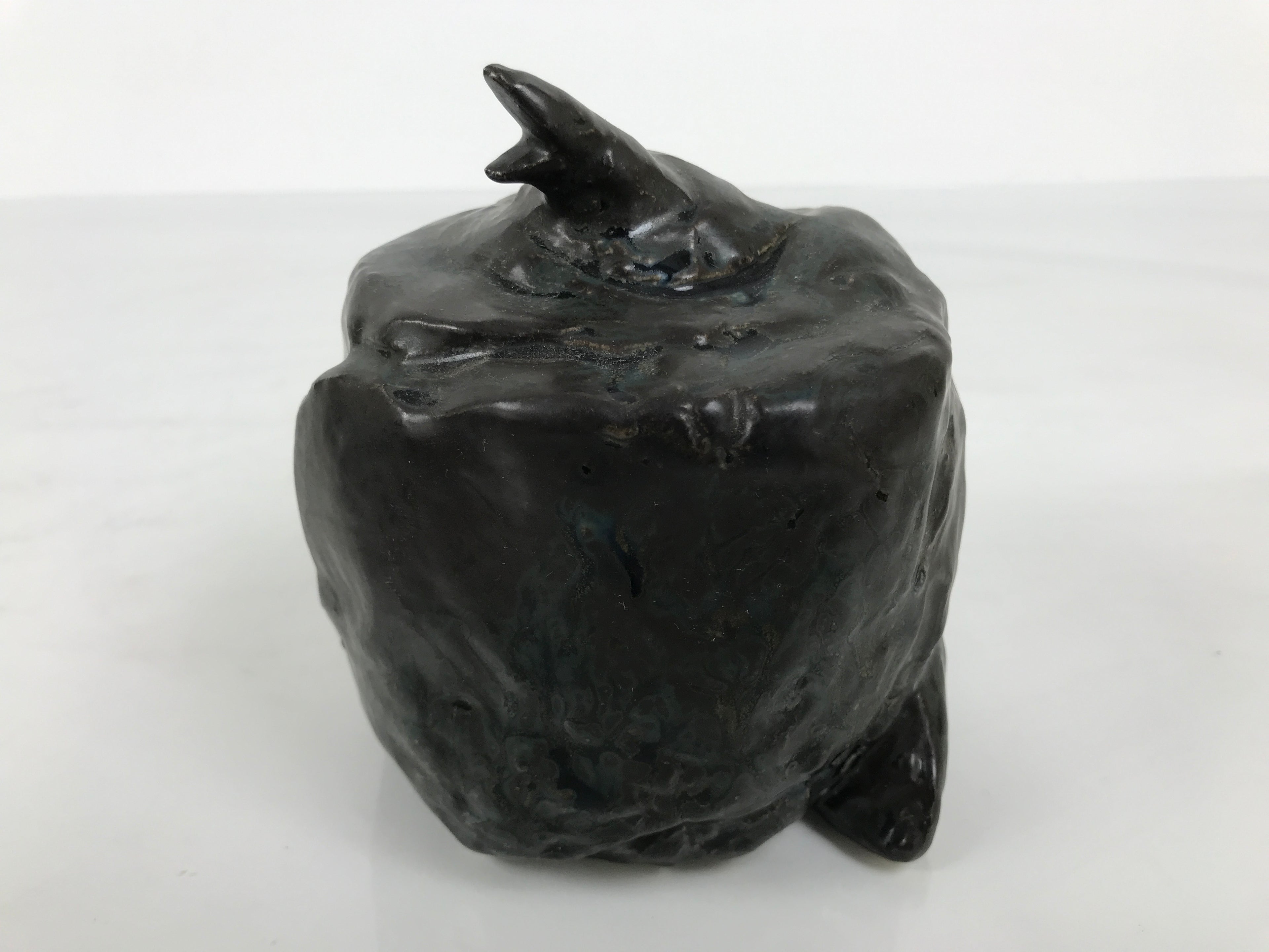 Japanese Ceramic Snake Statue Vtg Pair Zodiac Eto Sculpture Black Okimono ST96