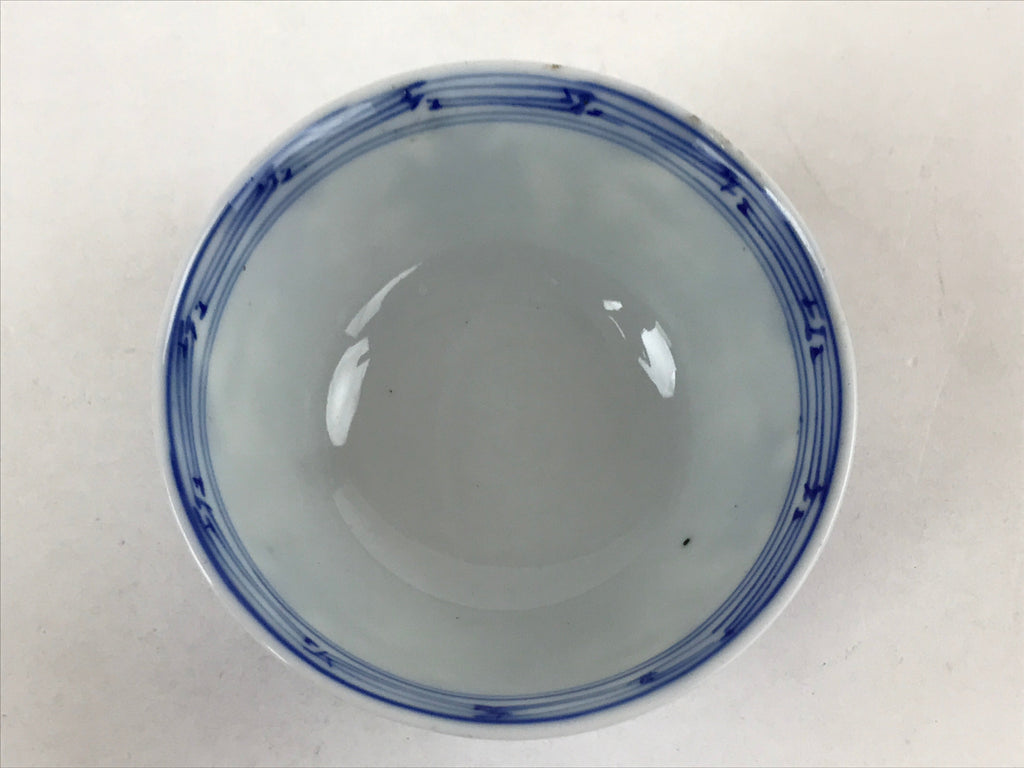 Japanese Ceramic Sometsuke Lidded Bowl Owan Vtg Pottery White Blue Floral PY580