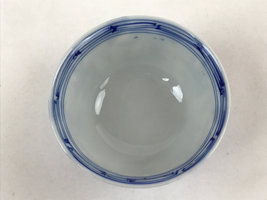 Japanese Ceramic Sometsuke Lidded Bowl Owan Vtg Pottery White Blue Floral PY581