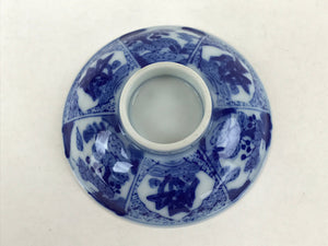 Japanese Ceramic Sometsuke Lidded Bowl Owan Vtg Pottery White Blue Floral PY581