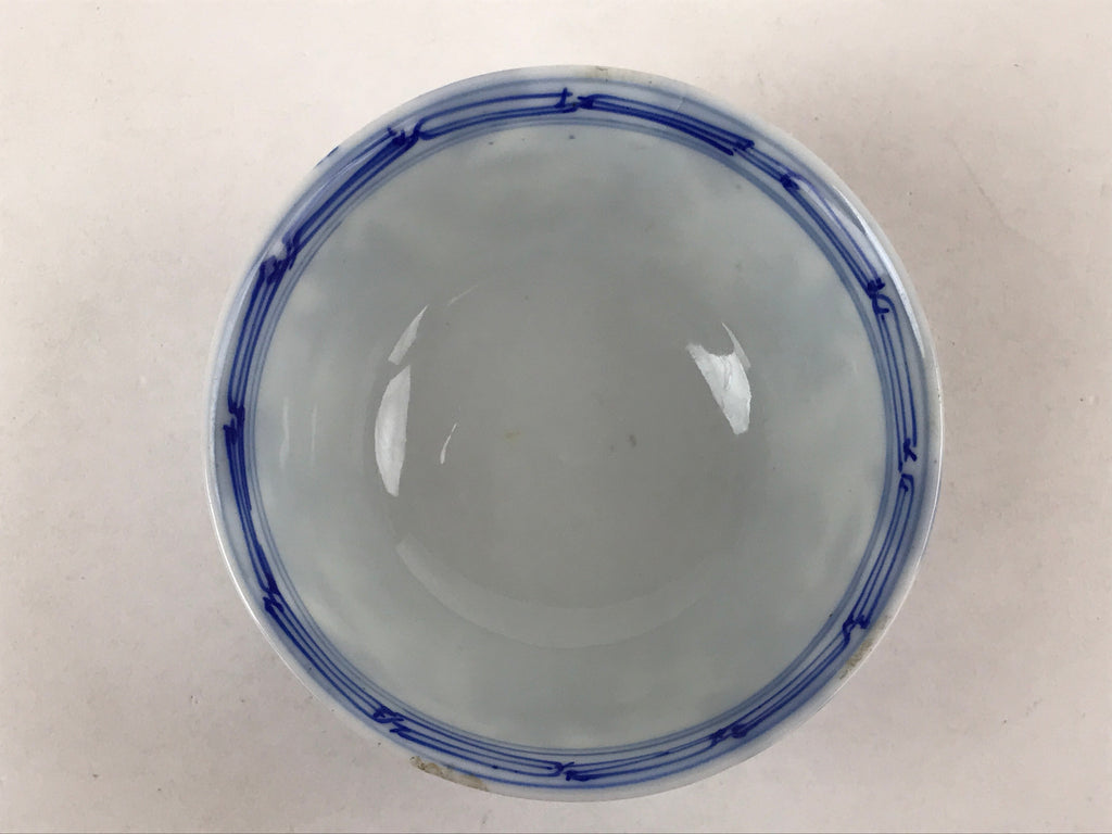 Japanese Ceramic Sometsuke Lidded Bowl Owan Vtg Pottery White Blue Floral PY582