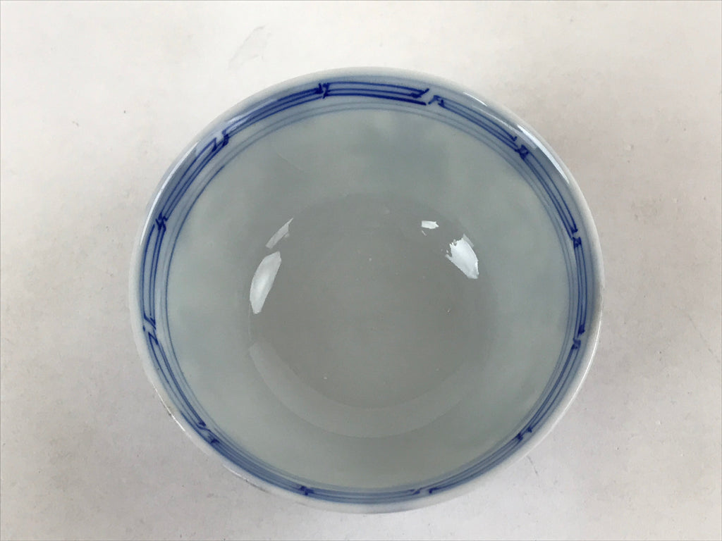 Japanese Ceramic Sometsuke Lidded Bowl Owan Vtg Pottery White Blue Floral PY584