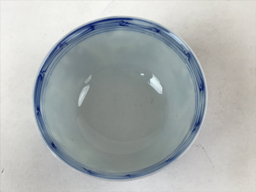 Japanese Ceramic Sometsuke Lidded Bowl Owan Vtg Pottery White Blue Floral PY585