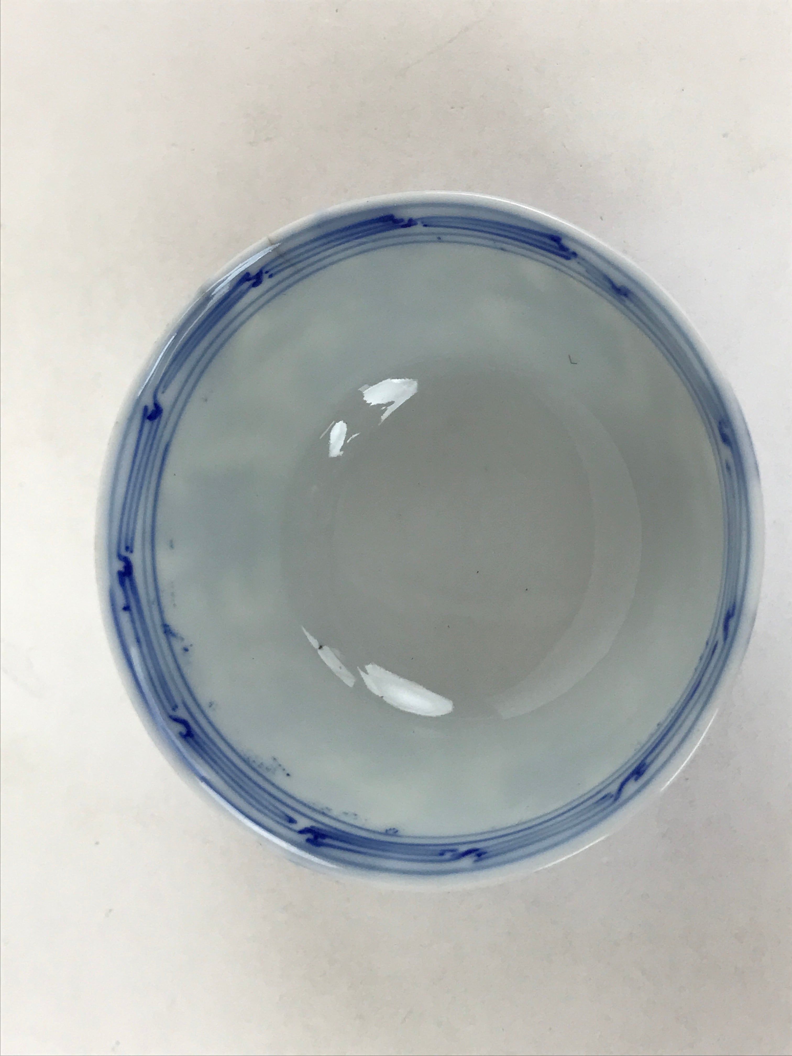 Japanese Ceramic Sometsuke Lidded Bowl Owan Vtg Pottery White Blue Floral PY586