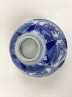 Japanese Ceramic Sometsuke Lidded Bowl Owan Vtg Pottery White Blue Floral PY586