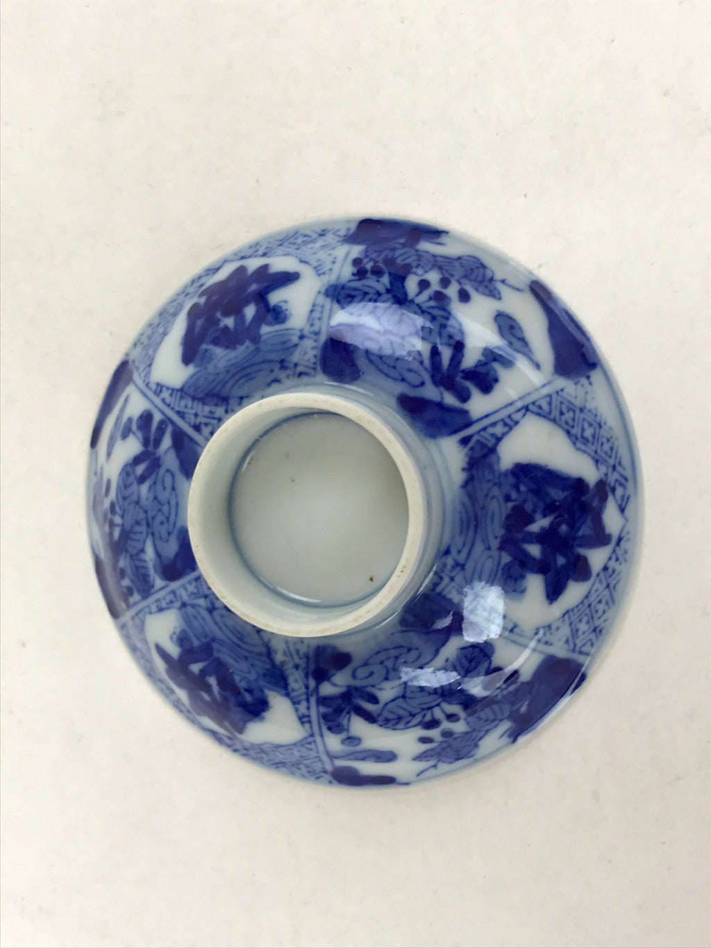 Japanese Ceramic Sometsuke Lidded Bowl Owan Vtg Pottery White Blue Floral PY586