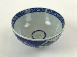 Japanese Ceramic Sometsuke Rice Bowl Vtg White Blue Chawan Pottery PY555