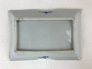 Japanese Ceramic Sometsuke Small Plate Vtg Rectangle Sansui Landscape Blue PY600