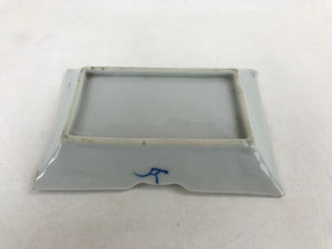 Japanese Ceramic Sometsuke Small Plate Vtg Rectangle Sansui Landscape Blue PY600