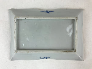 Japanese Ceramic Sometsuke Small Plate Vtg Rectangle Sansui Landscape Blue PY601