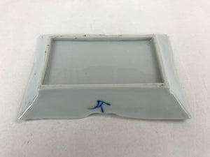 Japanese Ceramic Sometsuke Small Plate Vtg Rectangle Sansui Landscape Blue PY602