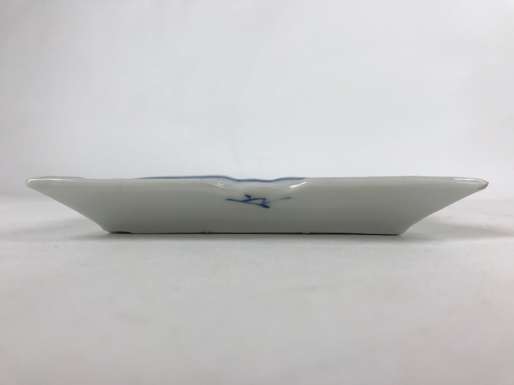 Japanese Ceramic Sometsuke Small Plate Vtg Rectangle Sansui Landscape Blue PY602
